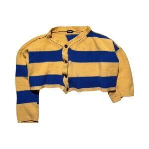 FW17 disturbed Asymmetric striped chunky knit cardigan